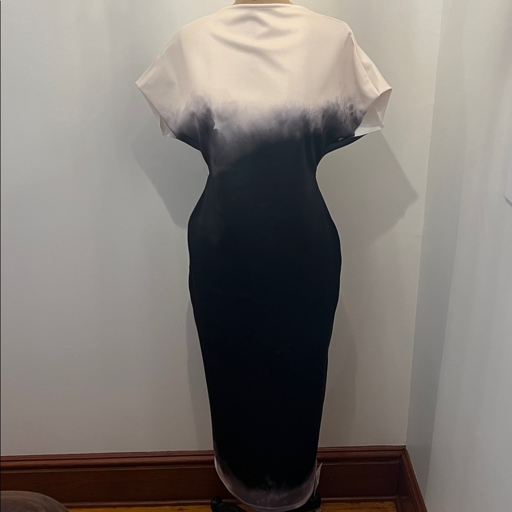 ASOS DESIGN Ombré Black/Cream Backless Gown 10 NWOT